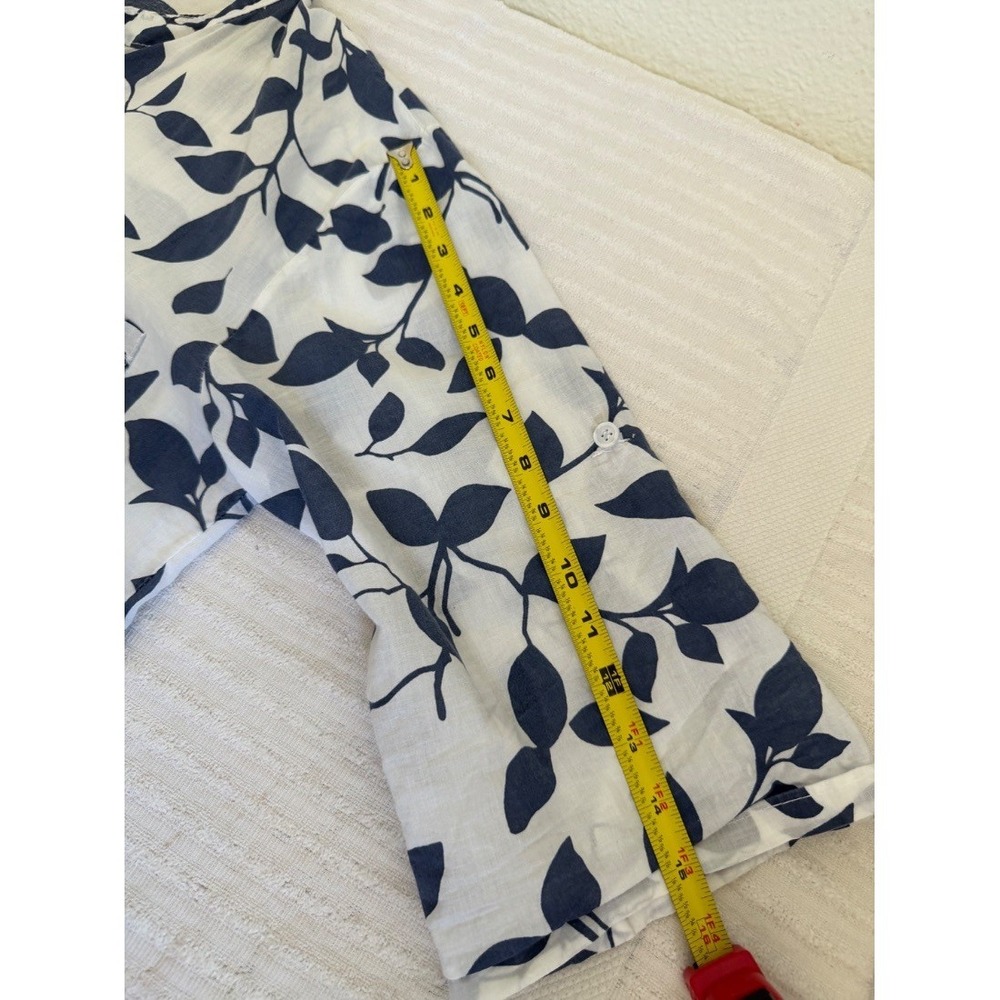 New Collection Womens Blue White Leaf Print Cotton Shirt Dress Tunic Italy 1X - Picture 15 of 16